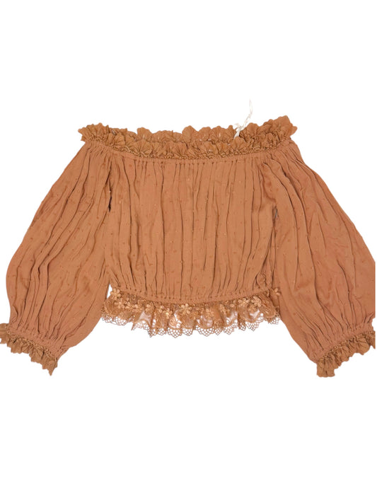 Indikah Boho Off-Shoulder Crop Top – Lantern Sleeves