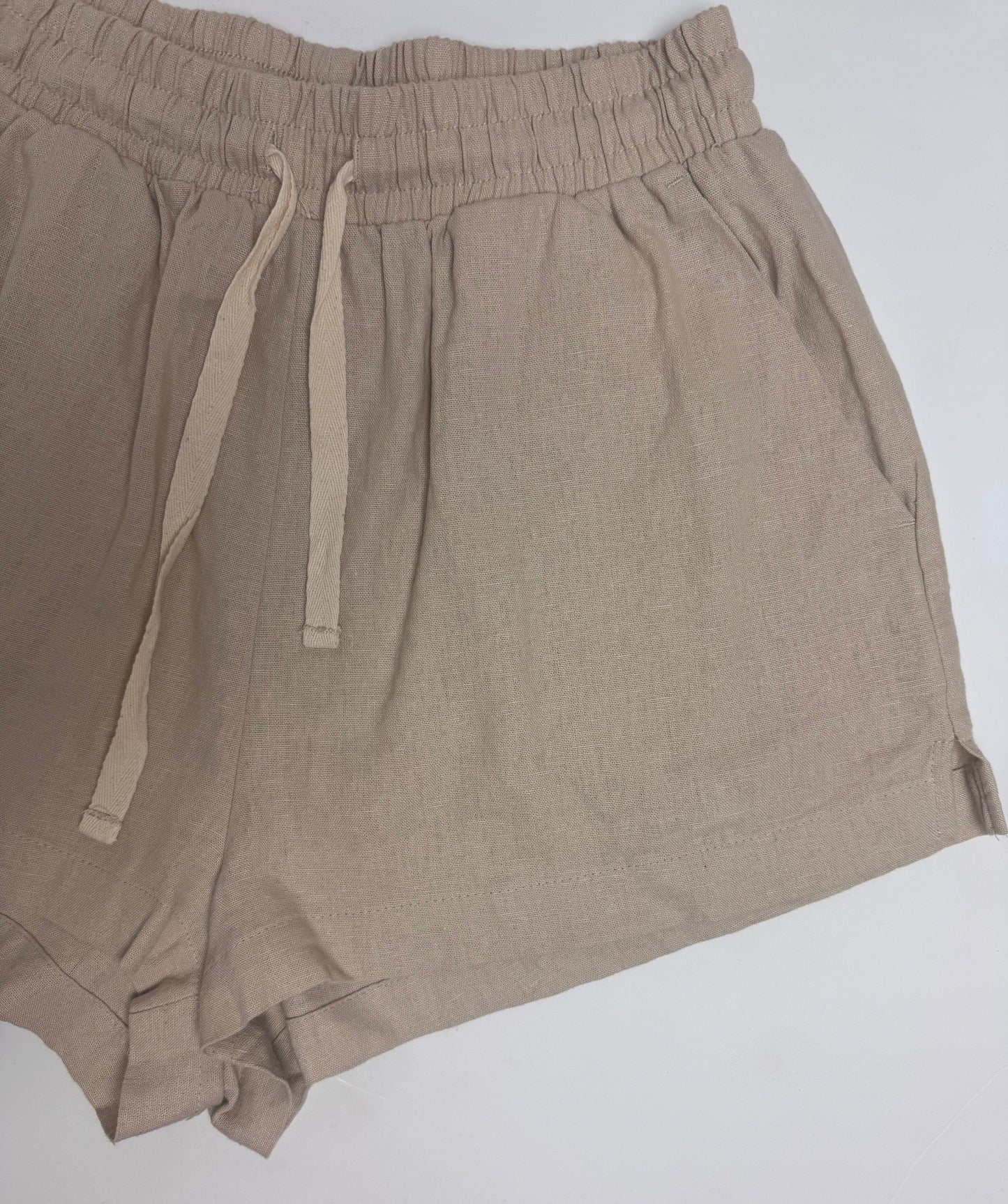 Oat Beige Linen Blend Relaxed Shorts