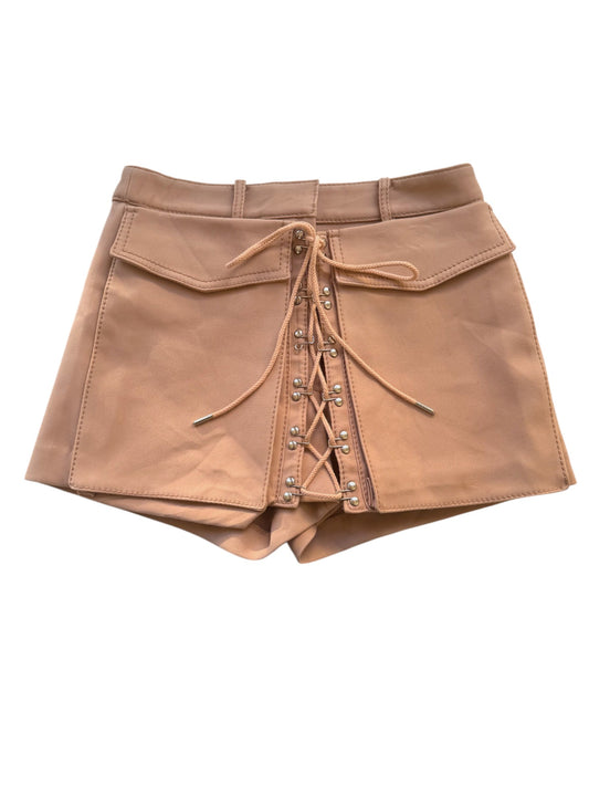 Dl0N LEE Tan Laced Release Pocket Shorts - Designer Statement Piece