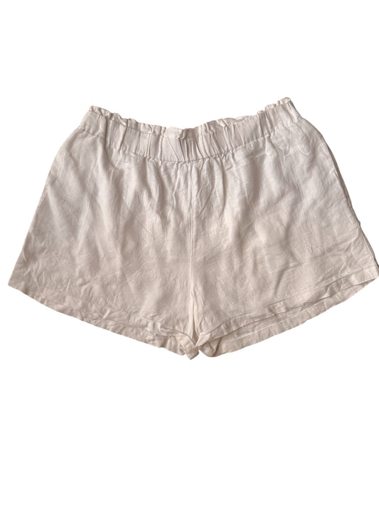 White Linen Relaxed Shorts - Small