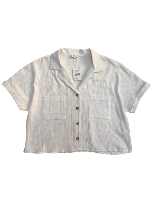 White Short Sleeve Button Down Cotton Shirt – Thrifted Classic