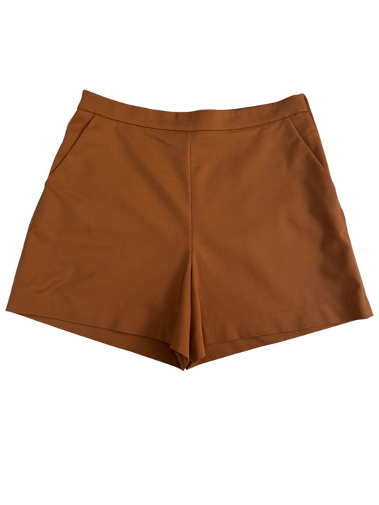 Wltchery High-Waist Shorts – Dark Camel Brown with Side Zip & Front Pockets