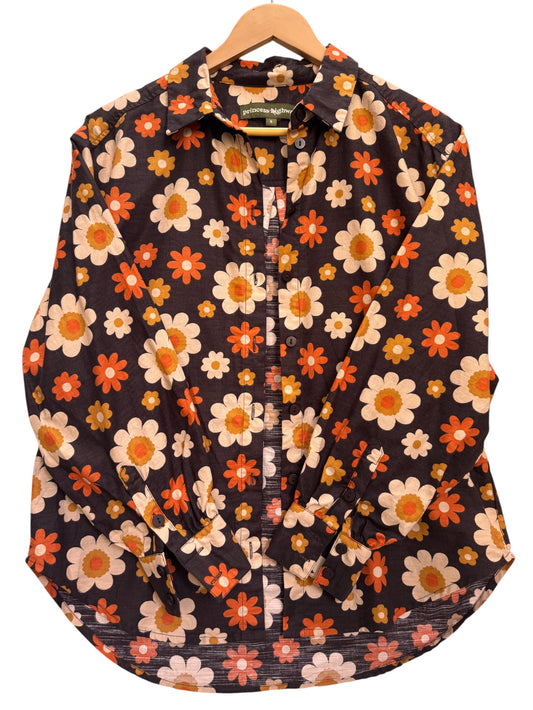 Princess Highway – Miss 60’s Brown Retro Floral Button-Down Top