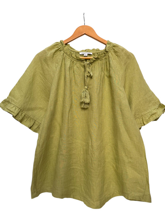 Grae Linen Avocado Green Relaxed Linen Top