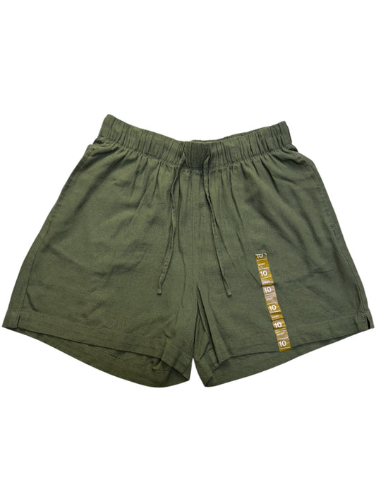 Moss Green Relaxed Linen Shorts