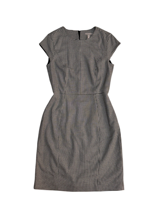 Grey Hounds tooth Structured Cap Sleeve Dress | UK 10 | Timeless Office Classic