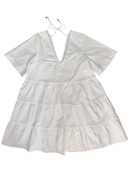White Linen Blend Tiered Mini Dress | Babydoll Summer Dress