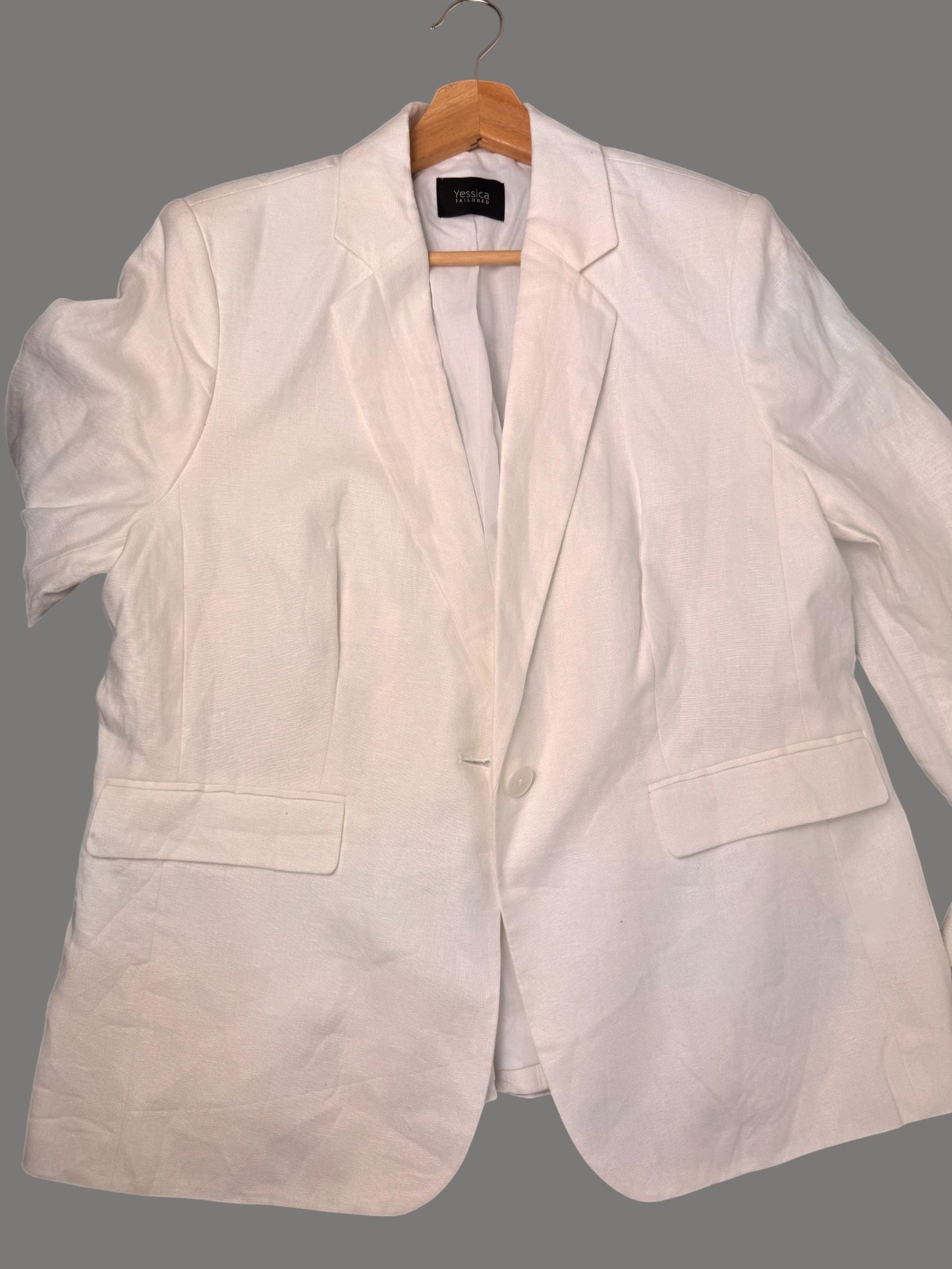 CA White Linen Tailored Jacket