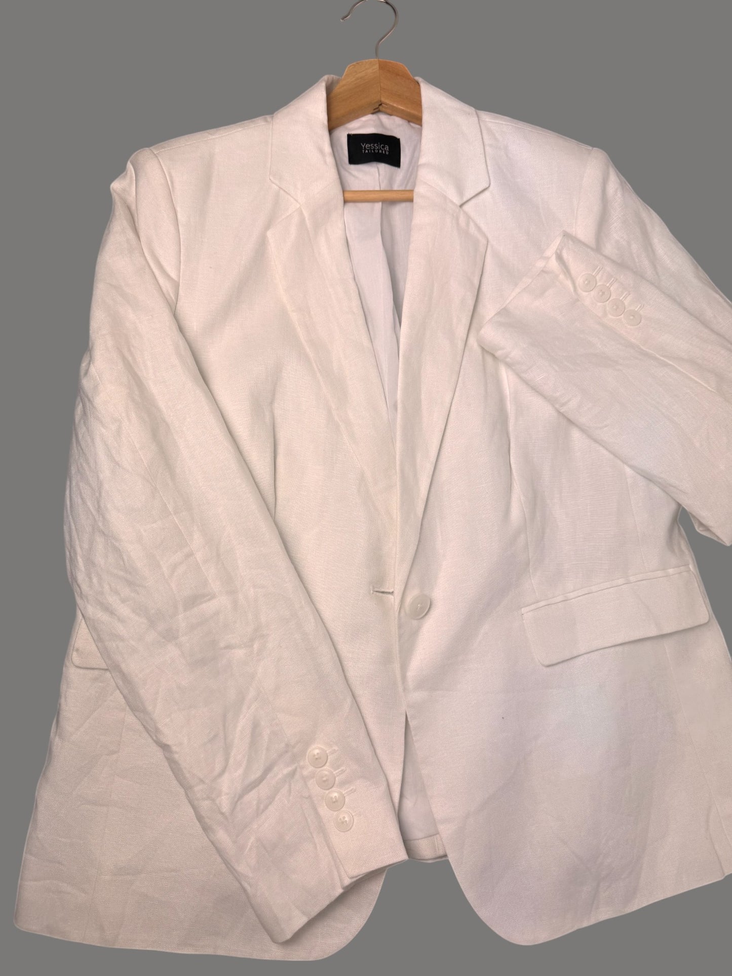 CA White Linen Tailored Jacket