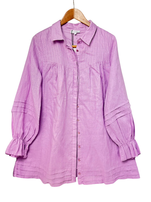 100% Linen Button Through Oversized Dress