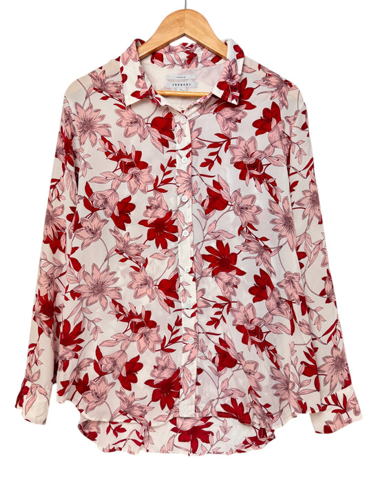 Pure Silk Long Sleeve Blouse/Floral Shirt