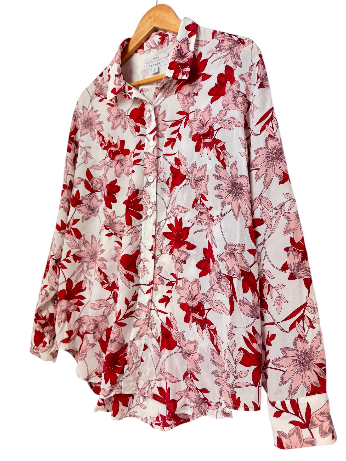 Pure Silk Long Sleeve Blouse/Floral Shirt