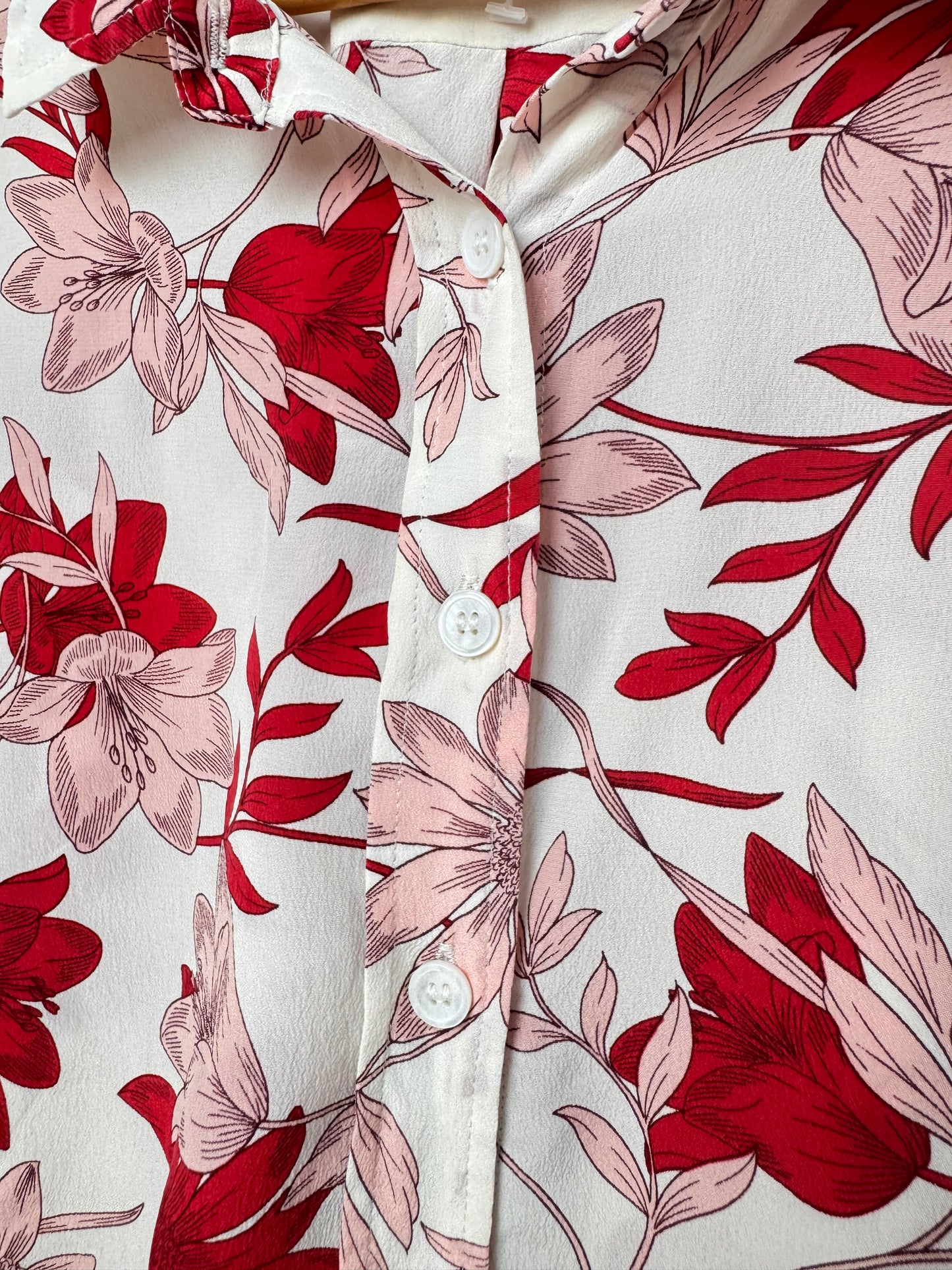 Pure Silk Long Sleeve Blouse/Floral Shirt
