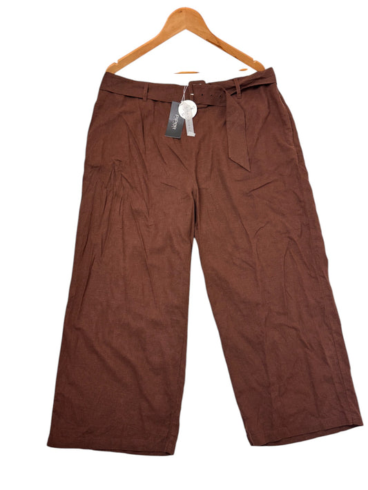Piper Curve Brown Linen Blend Wide-Leg Pants