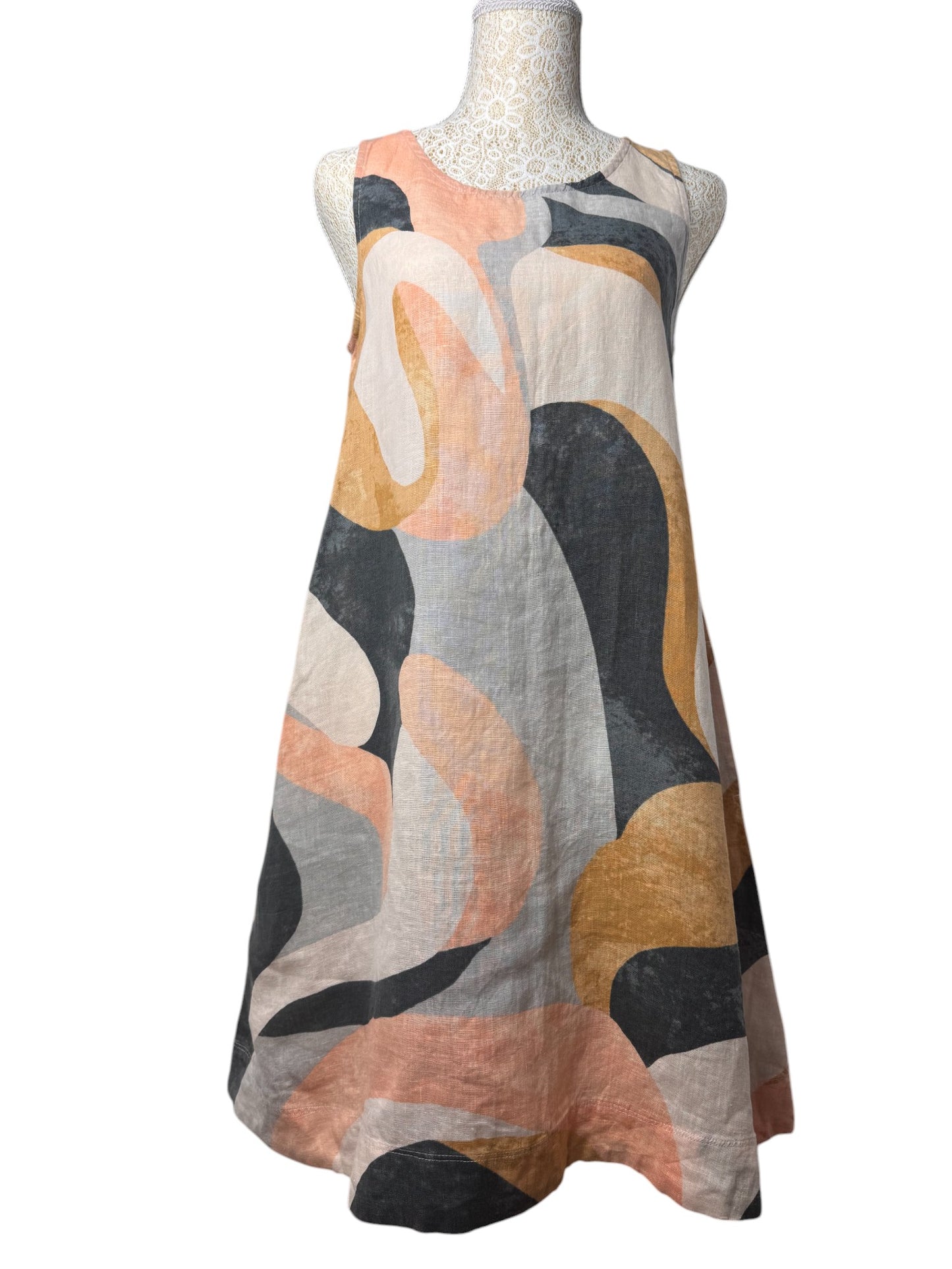 Rachel Zoe 100% Linen Abstract Print Tent Knee-Length Dress