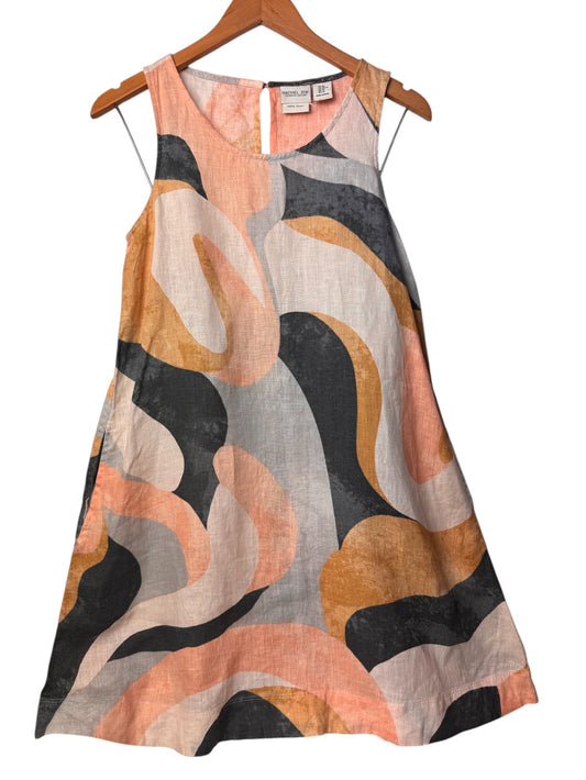 Rachel Zoe 100% Linen Abstract Print Tent Knee-Length Dress