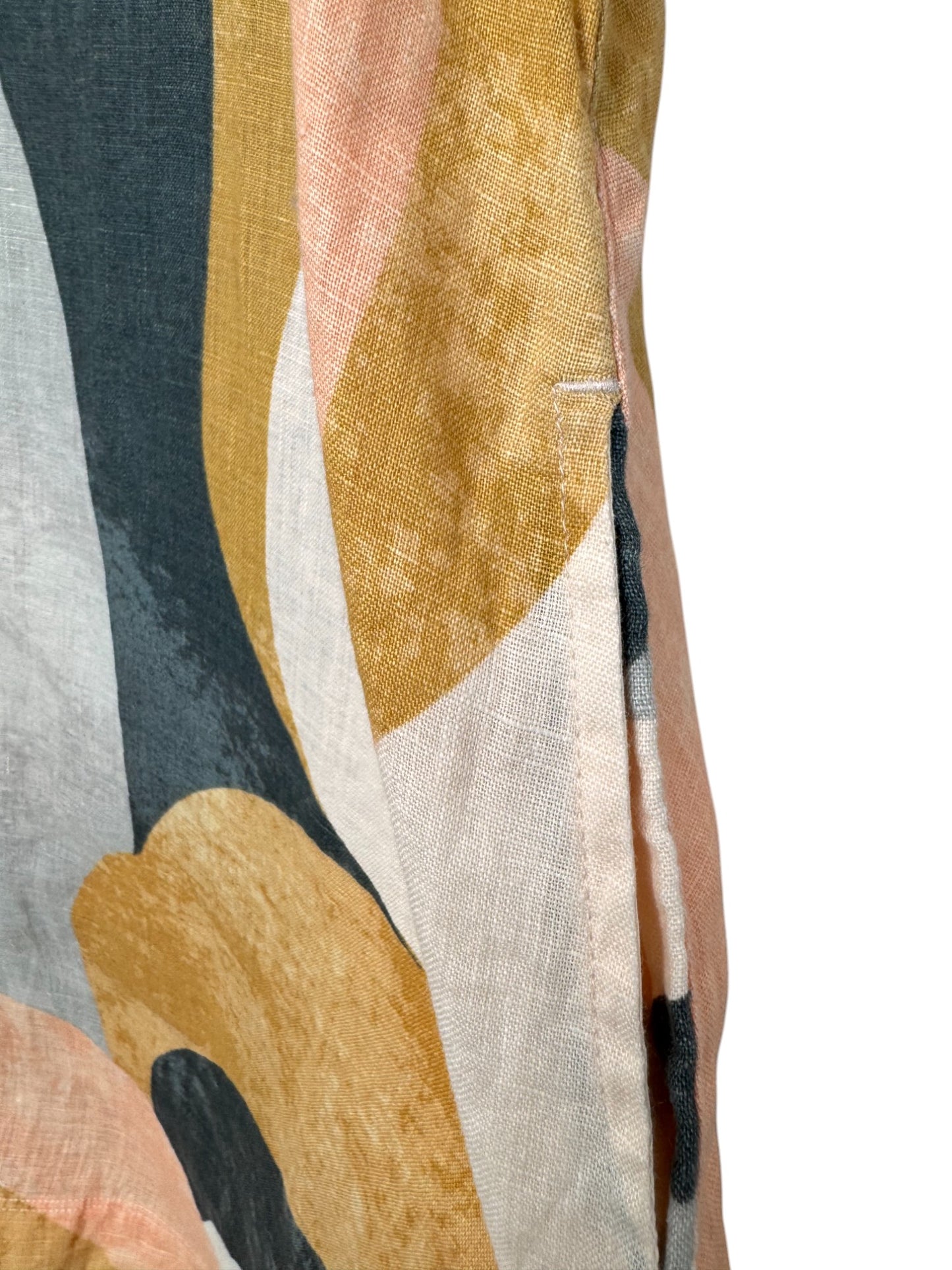Rachel Zoe 100% Linen Abstract Print Tent Knee-Length Dress