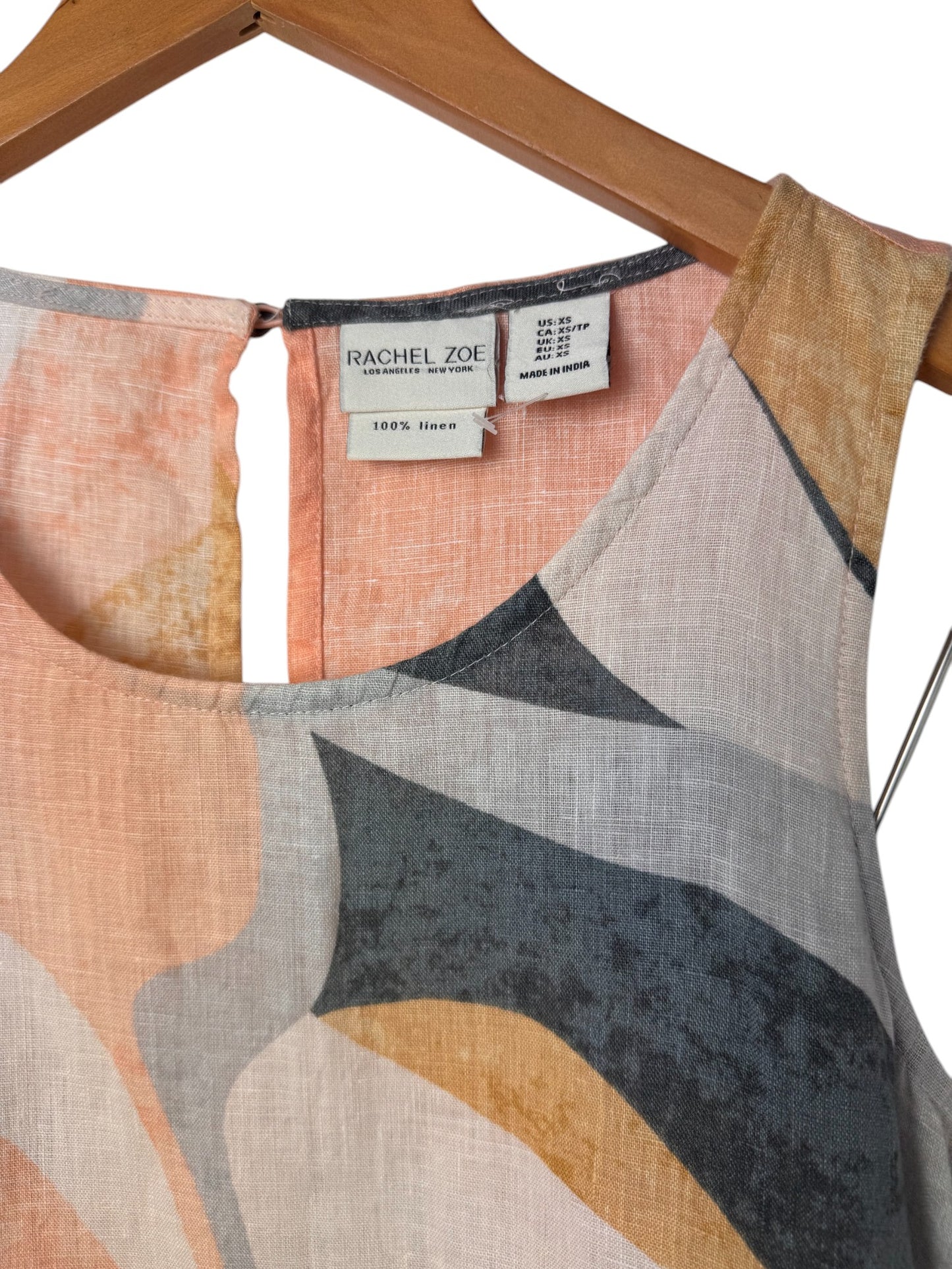 Rachel Zoe 100% Linen Abstract Print Tent Knee-Length Dress