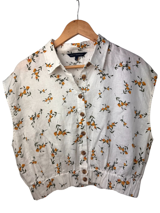 French Connection White Linen Floral Top – Cute & Breezy
