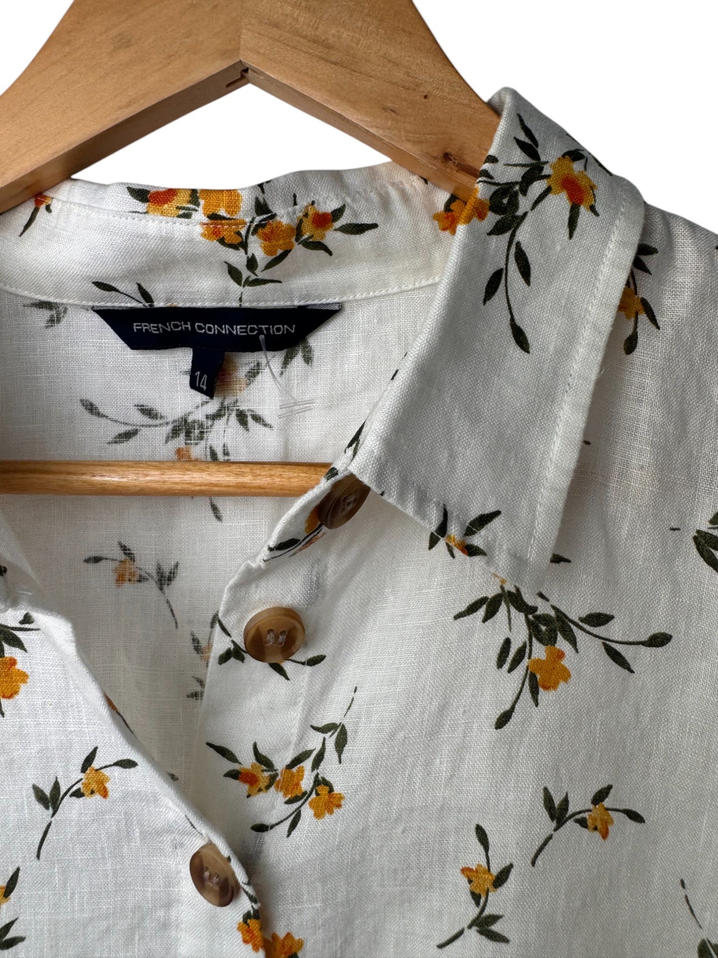 French Connection White Linen Floral Top – Cute & Breezy