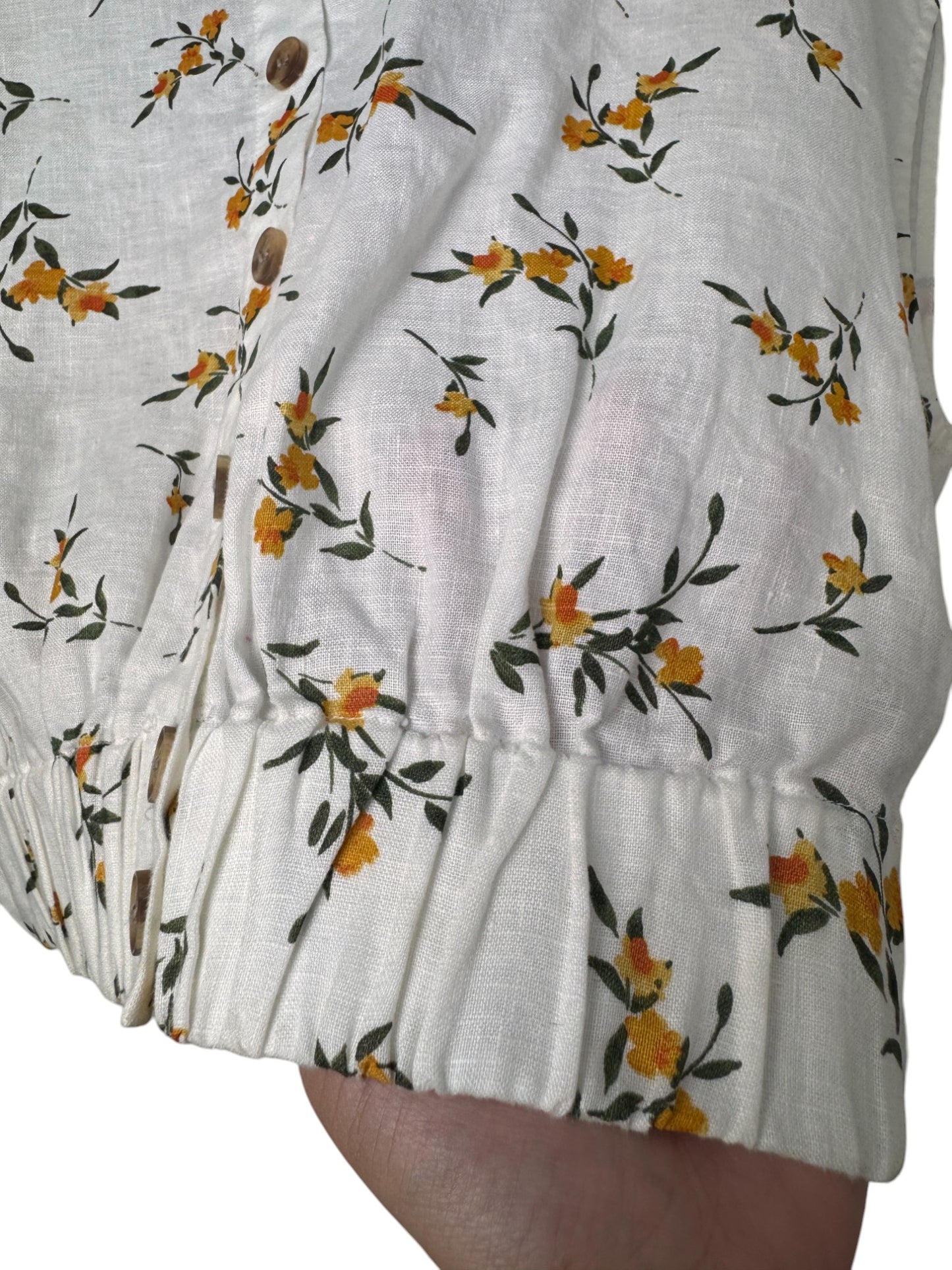 French Connection White Linen Floral Top – Cute & Breezy