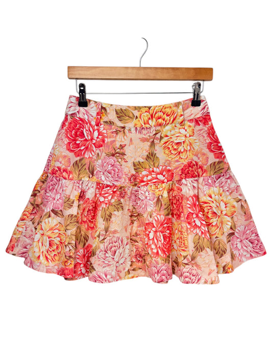 Portmans Floral Print Pink Flounce Skirt