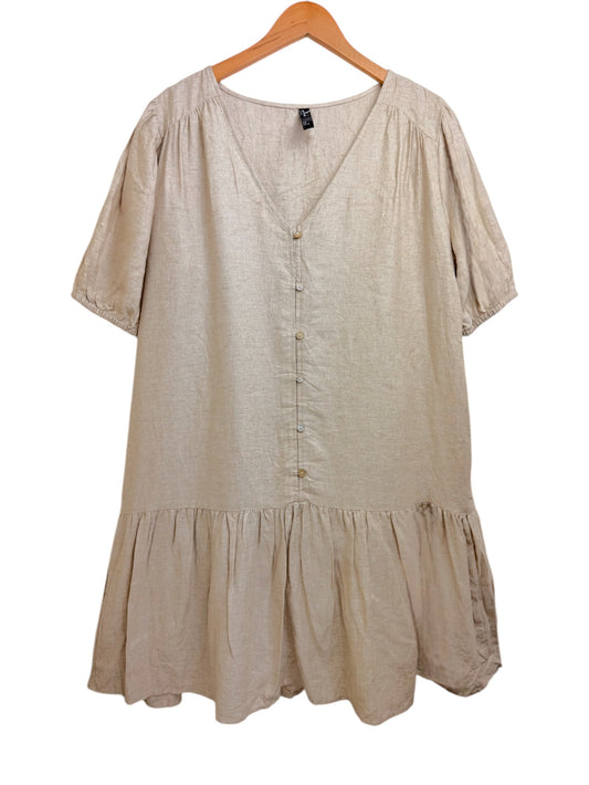 Anko Oat-Colored Button-down Midi Dress