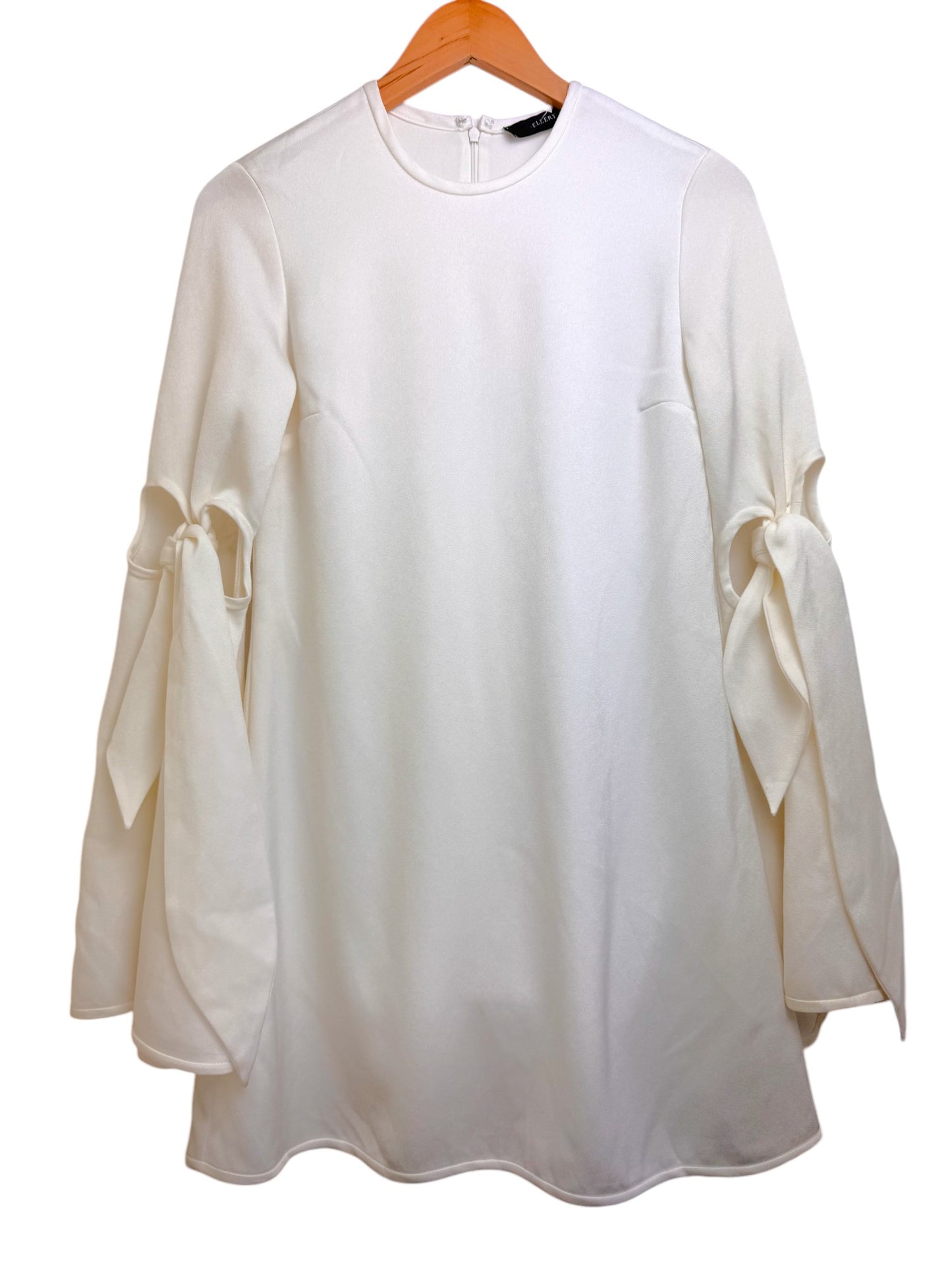 Ellery Chic White Tent Dress – Luxe with Statement Bell Tie Sleeves