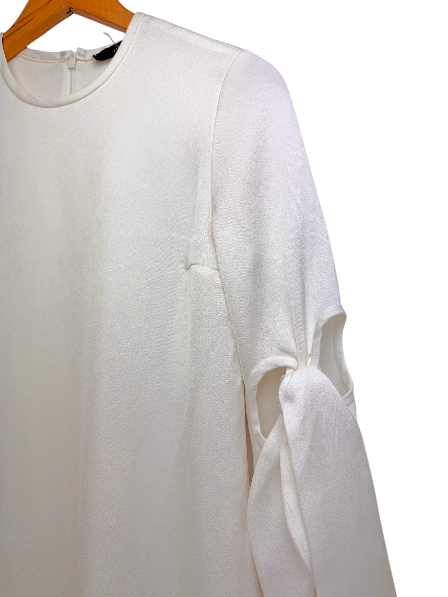 Ellery Chic White Tent Dress – Luxe with Statement Bell Tie Sleeves