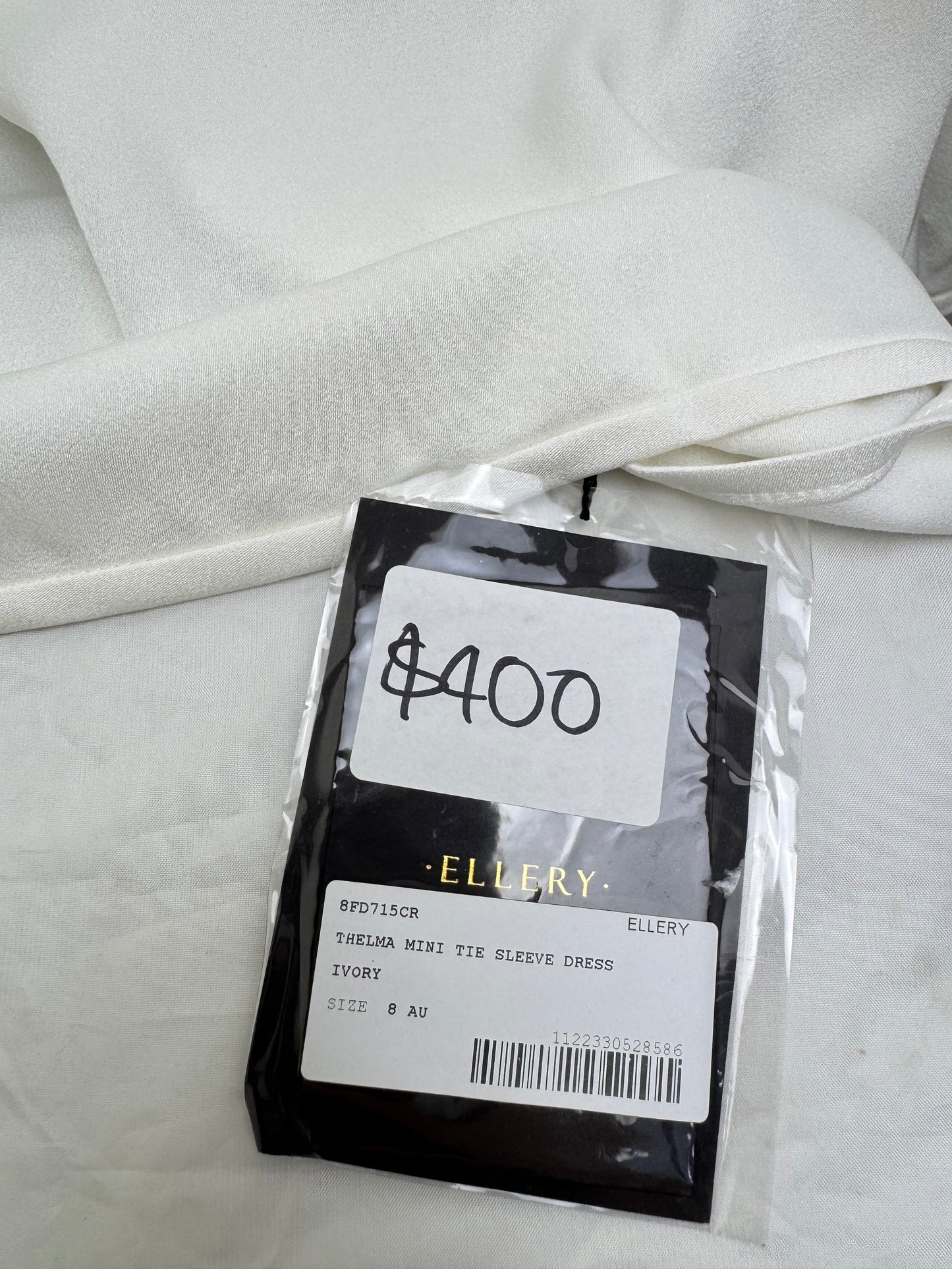 Ellery Chic White Tent Dress – Luxe with Statement Bell Tie Sleeves