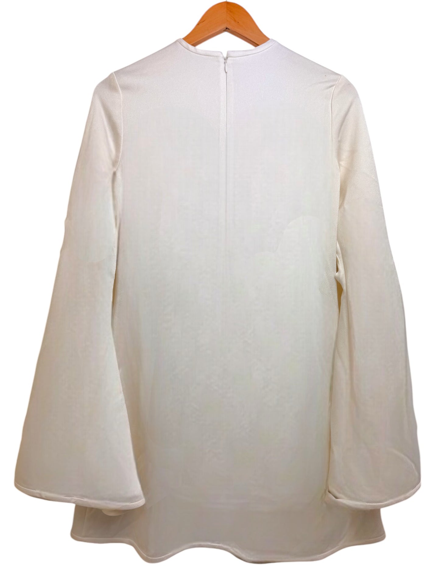 Ellery Chic White Tent Dress – Luxe with Statement Bell Tie Sleeves
