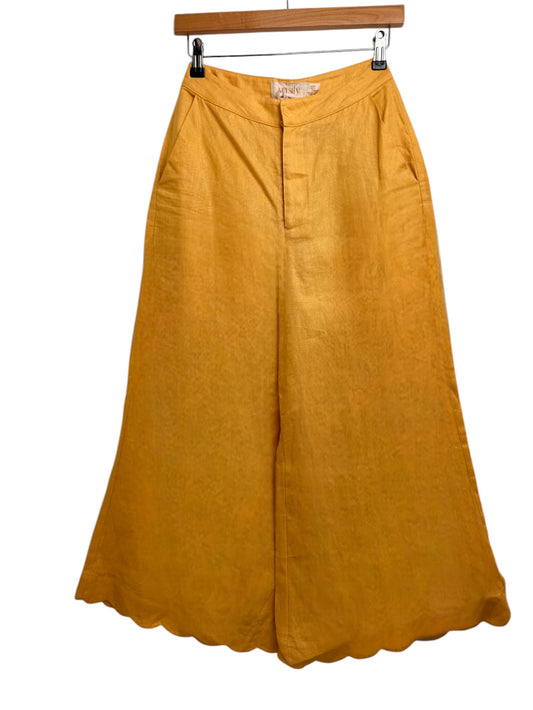 Versify Wide-Leg 100% Linen Scalloped Pants