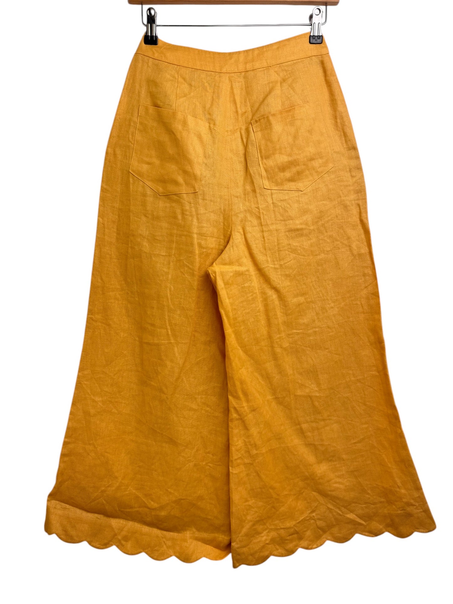Versify Wide-Leg 100% Linen Scalloped Pants