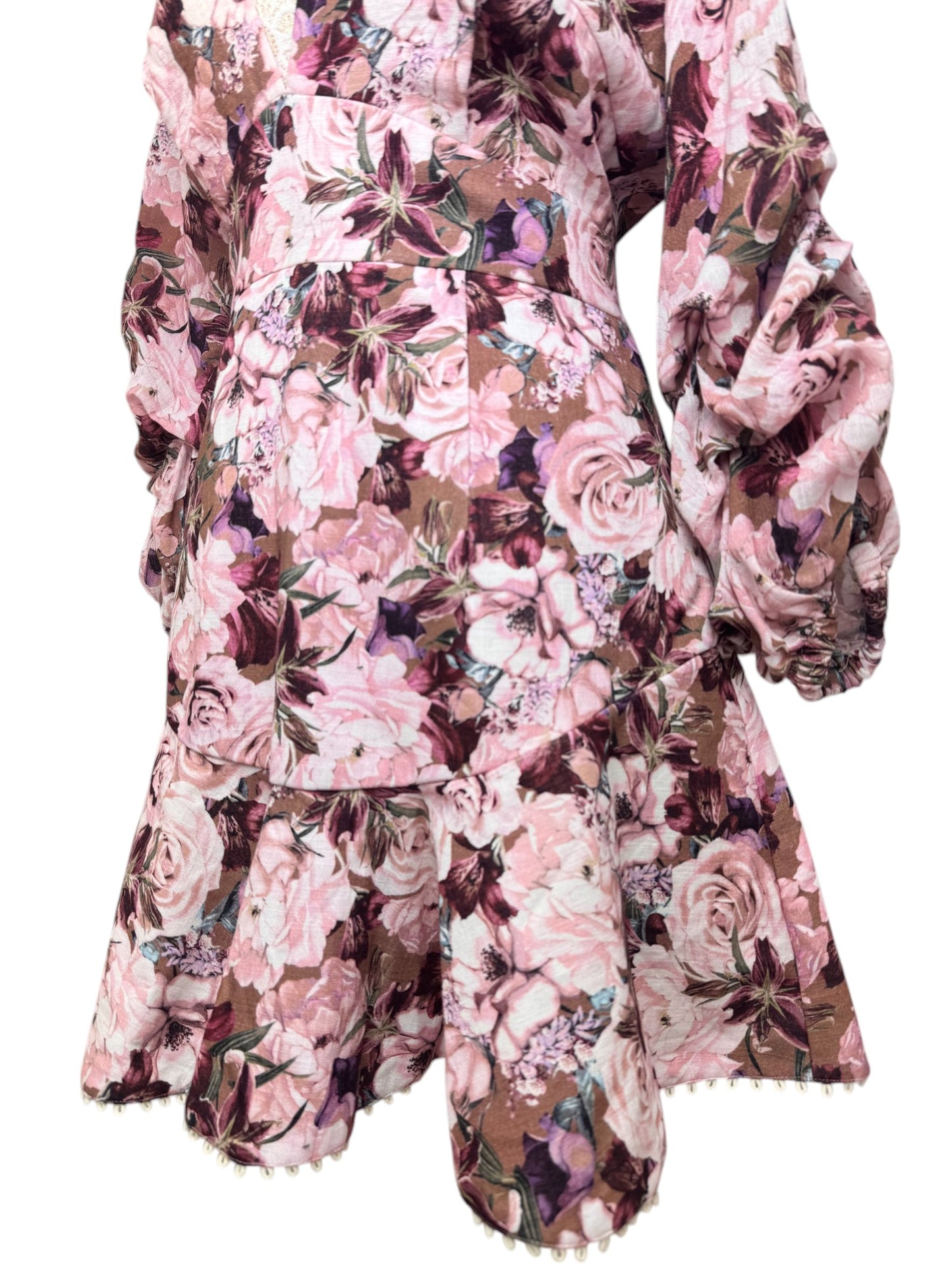 Sheike Dainty Floral Linen-Textured Dress – Luxe & Feminine Elegance