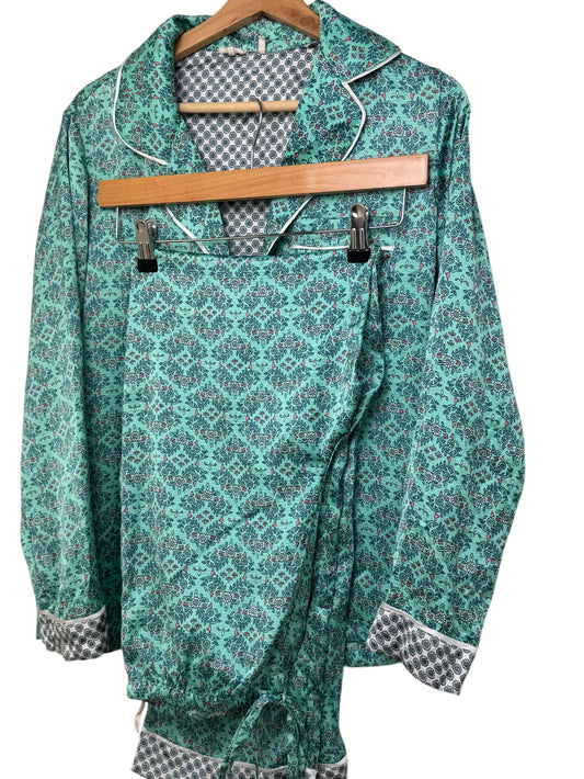 Carolyn Donnelly Mint Green Printed Silk-Texture Pajama Set