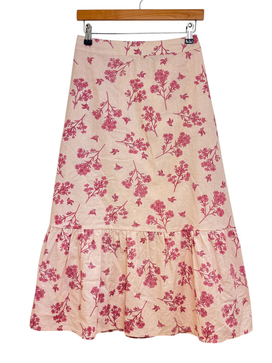 Princess Highway Floral Cotton-Linen Midi Skirt