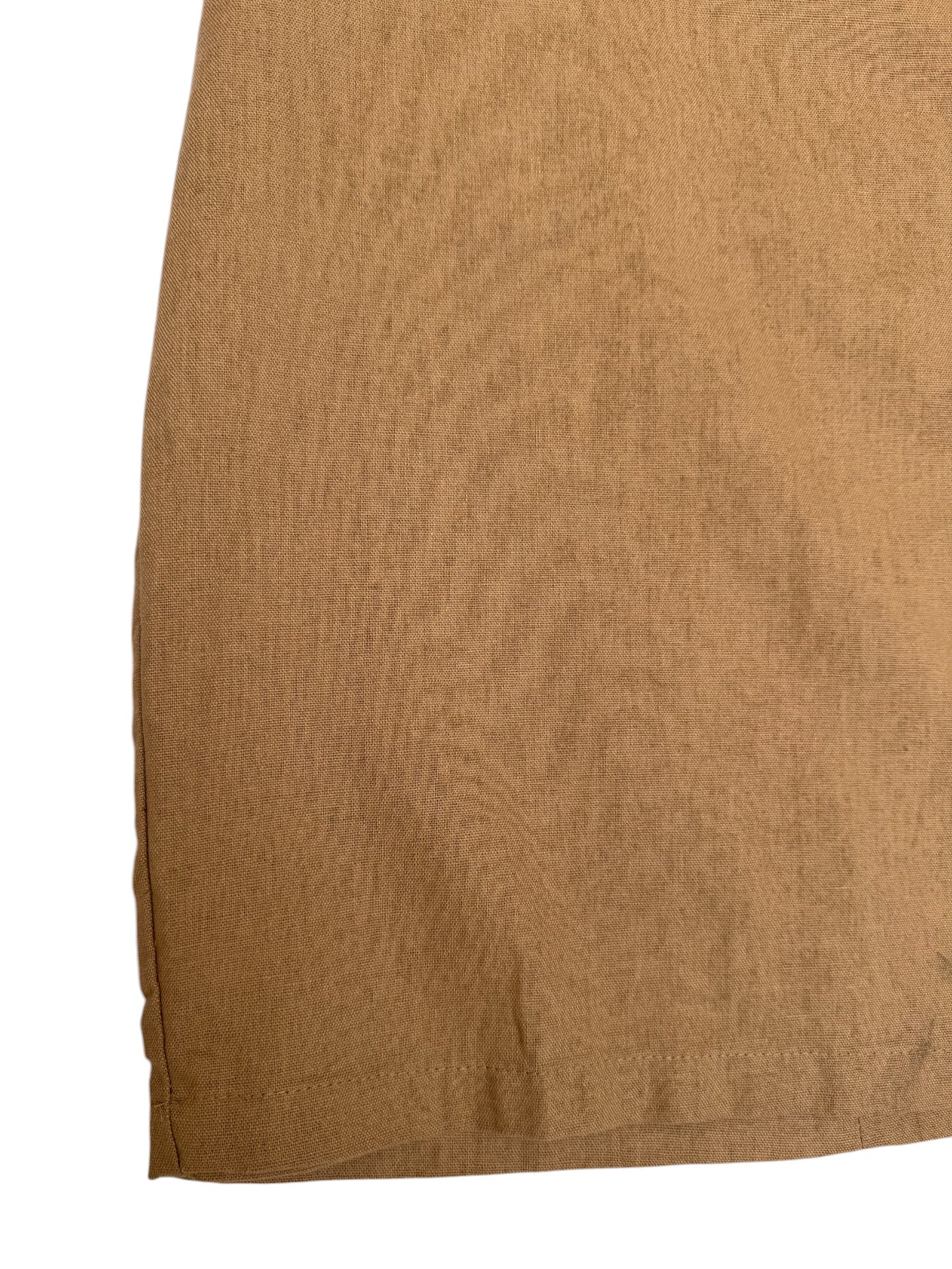 Timeless Camel Brown Cotton-Linen Midi Pencil Skirt