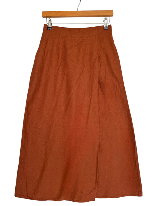 Uniqlo Terracotta Linen-Blend Midi Skirt