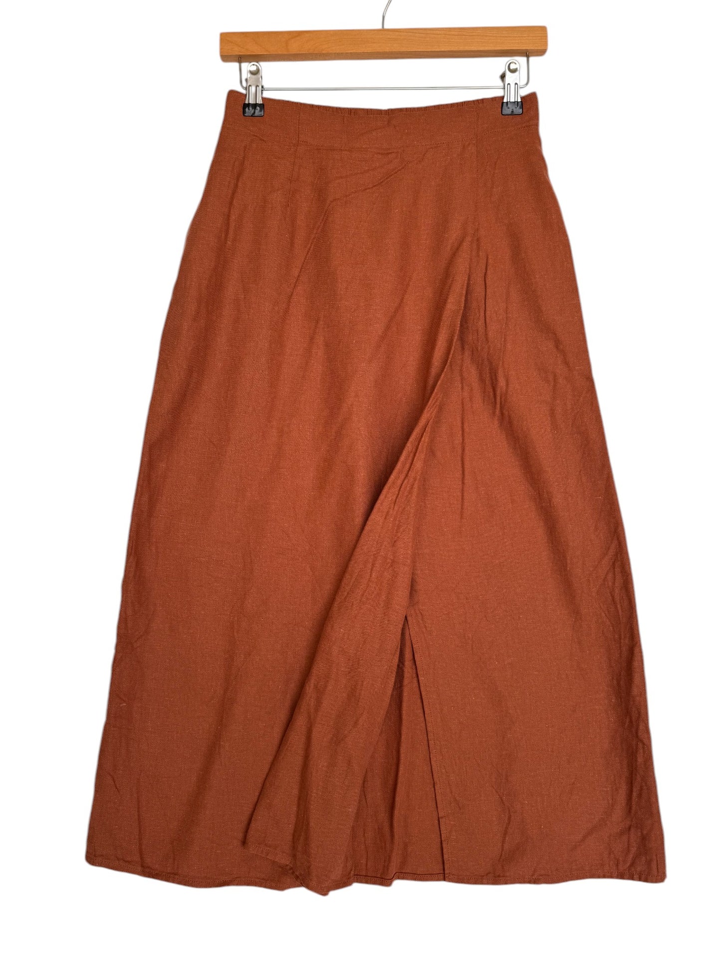 Uniqlo Terracotta Linen-Blend Midi Skirt