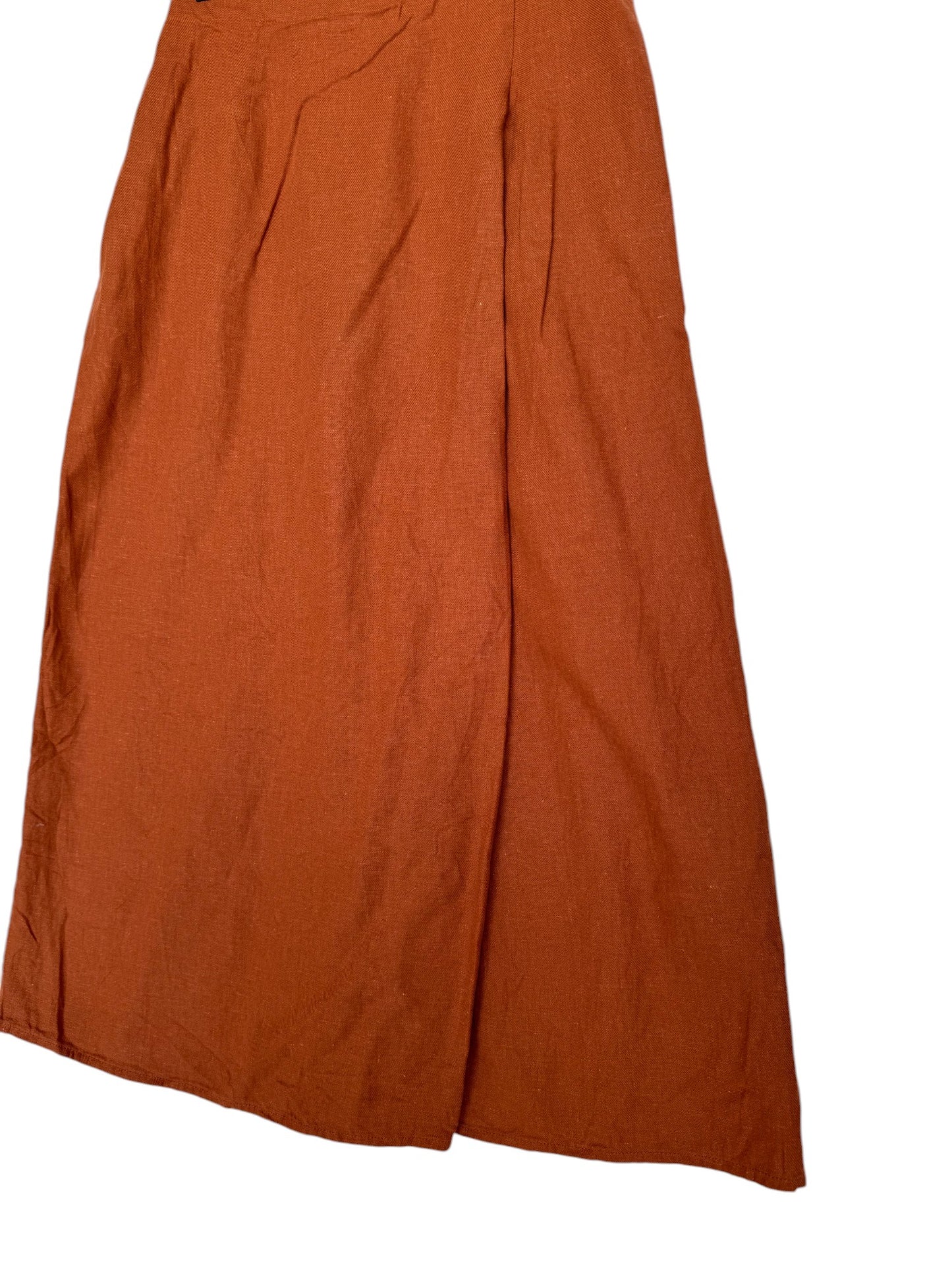 Uniqlo Terracotta Linen-Blend Midi Skirt