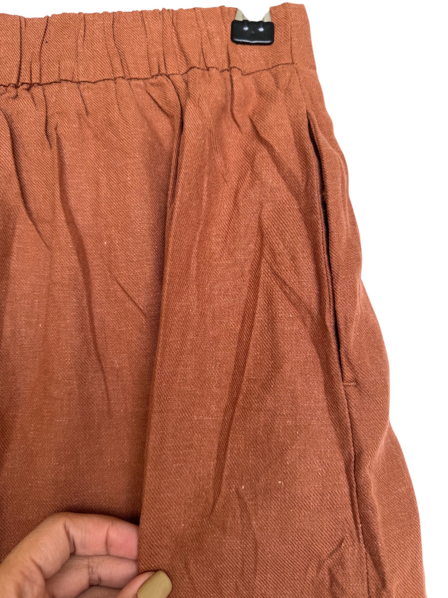 Uniqlo Terracotta Linen-Blend Midi Skirt