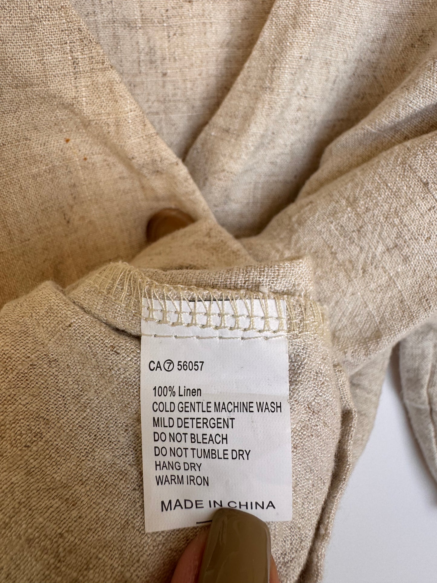 Delilah Button-Down Knot Oat Linen Top