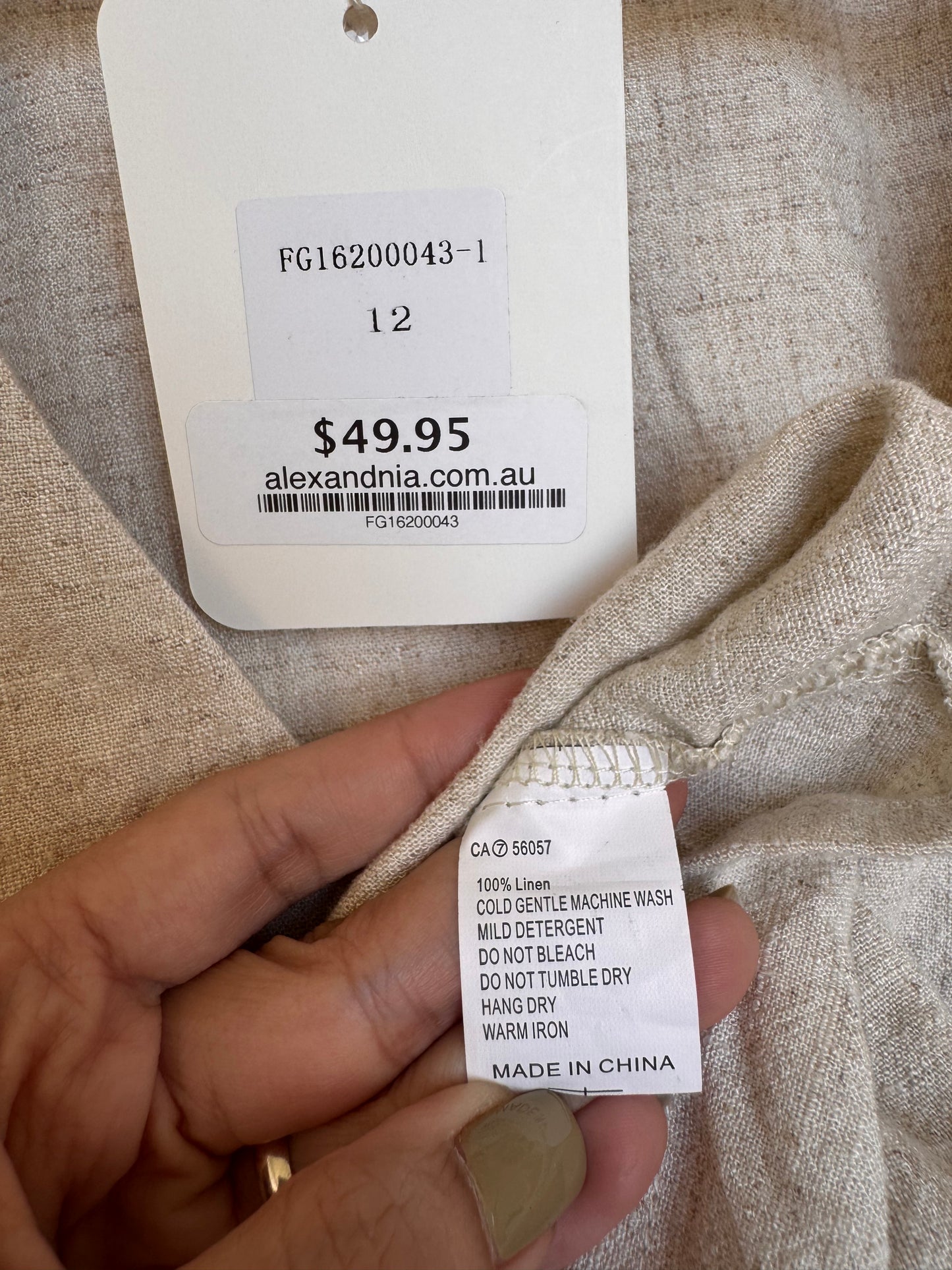 Delilah Button-Down Knot Oat Linen Top