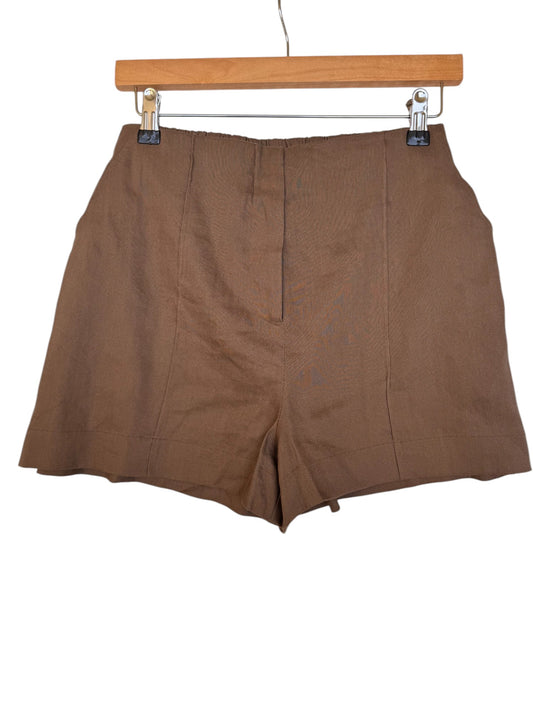Dissh Brown Linen High-Waist Shorts