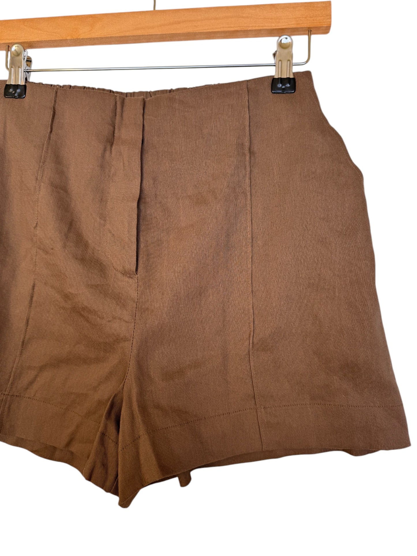 Dissh Brown Linen High-Waist Shorts