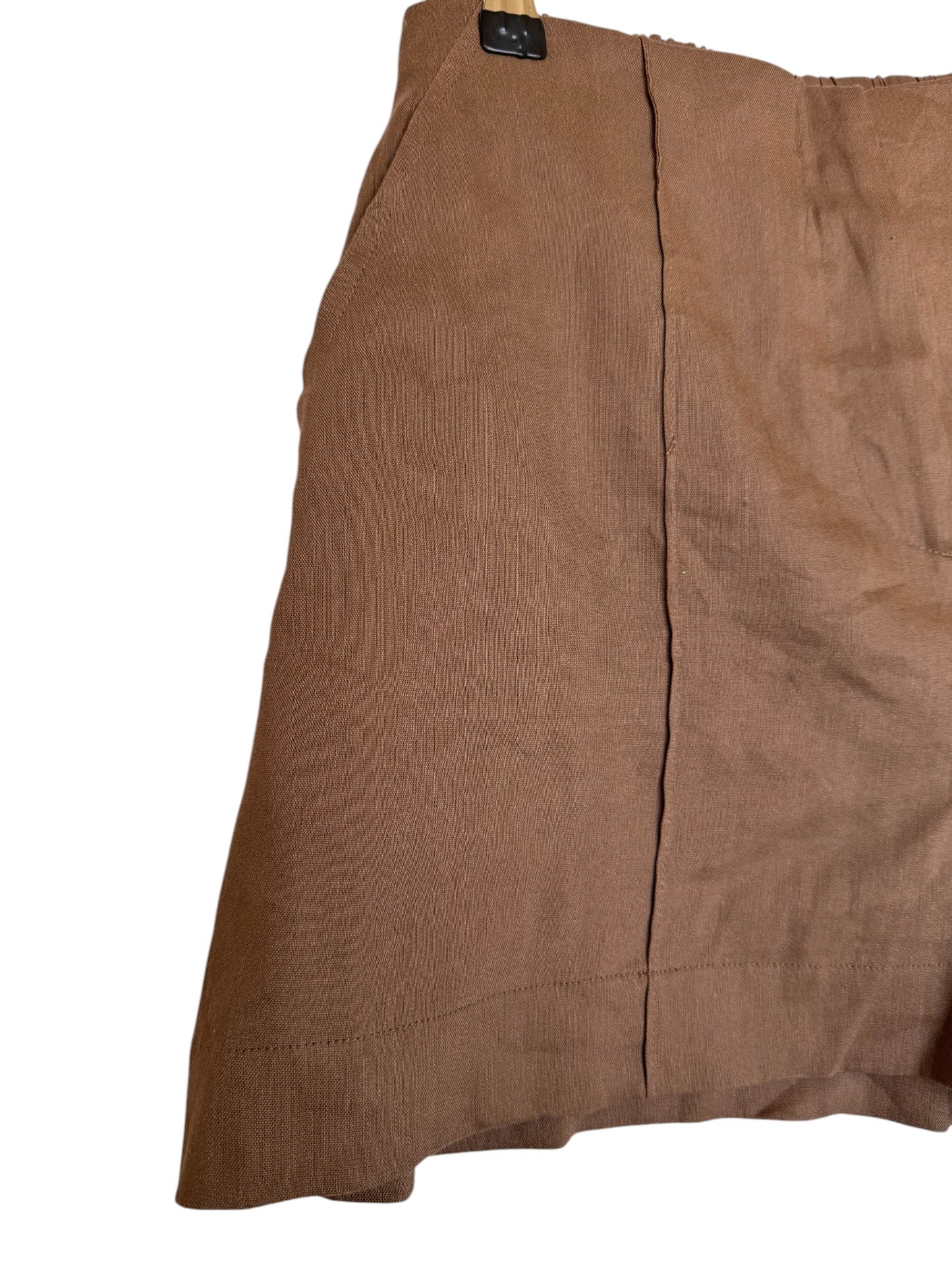 Dissh Brown Linen High-Waist Shorts