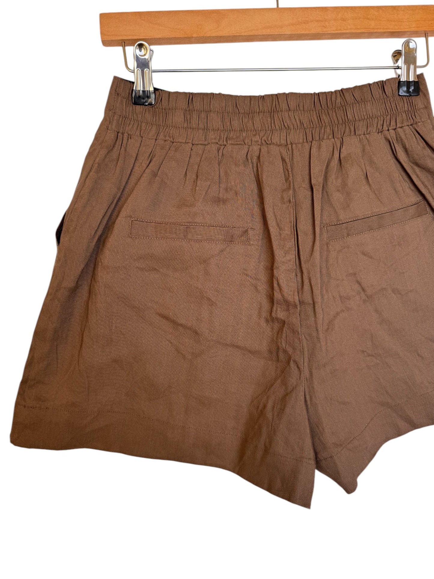 Dissh Brown Linen High-Waist Shorts