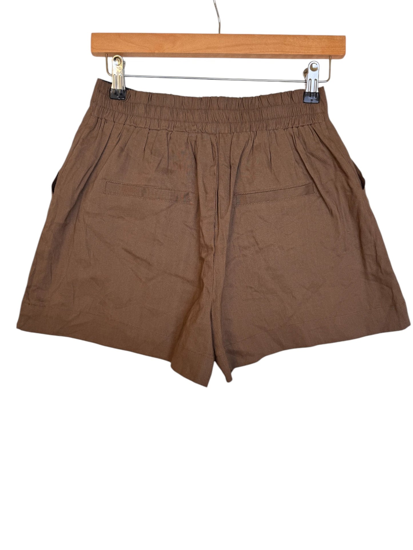Dissh Brown Linen High-Waist Shorts