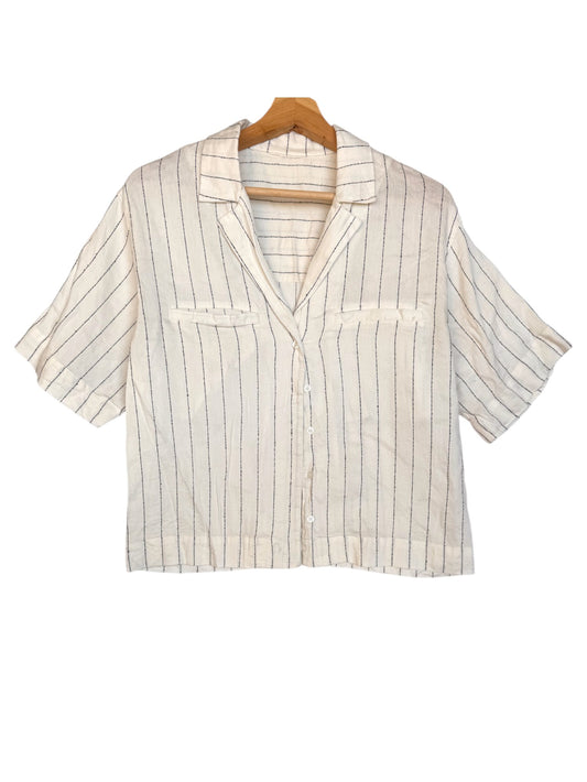 White Linen-Blend Striped Top – Effortlessly Chic