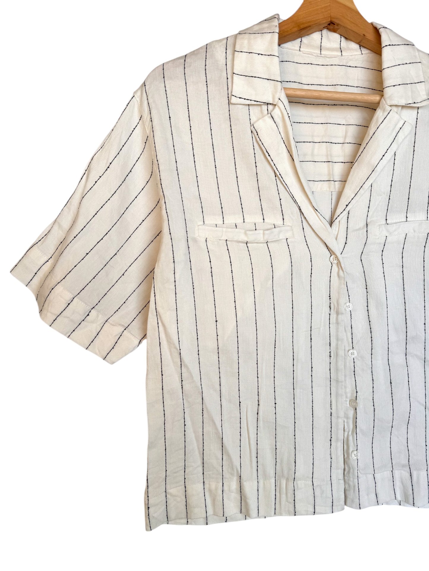 White Linen-Blend Striped Top – Effortlessly Chic